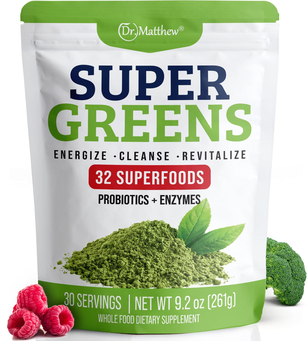 Sora Supergreens Detox Powder — 32 Superfoods, Probiotics & Antioxidants